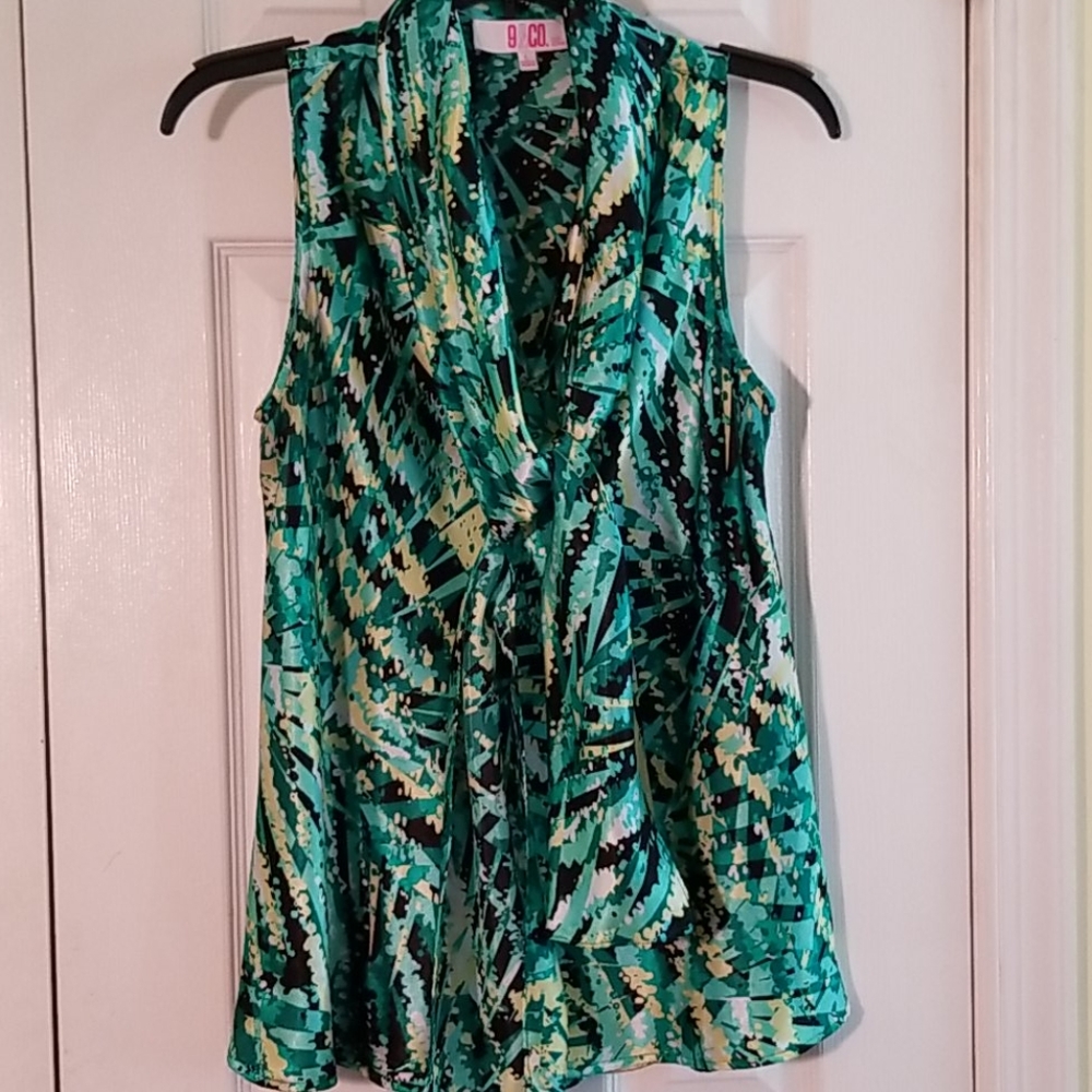 Tie Neck Silky Blouse, Size L